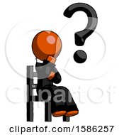 Poster, Art Print Of Orange Clergy Man Question Mark Concept Sitting On Chair Thinking