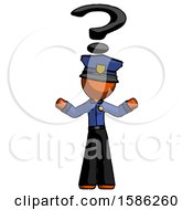 Poster, Art Print Of Orange Police Man With Question Mark Above Head Confused