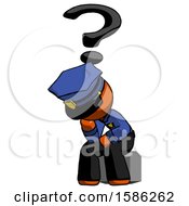 Poster, Art Print Of Orange Police Man Thinker Question Mark Concept