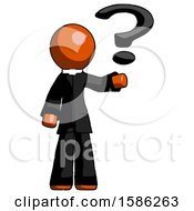 Poster, Art Print Of Orange Clergy Man Holding Question Mark To Right