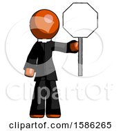 Poster, Art Print Of Orange Clergy Man Holding Stop Sign