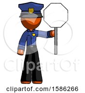 Poster, Art Print Of Orange Police Man Holding Stop Sign