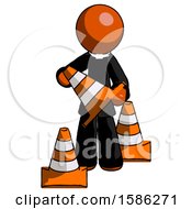 Poster, Art Print Of Orange Clergy Man Holding A Traffic Cone