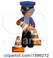 Orange Police Man Holding A Traffic Cone