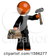 Poster, Art Print Of Orange Clergy Man Holding Tools And Toolchest Ready To Work