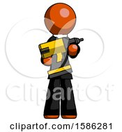 Poster, Art Print Of Orange Clergy Man Holding Large Drill