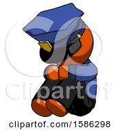 Poster, Art Print Of Orange Police Man Sitting With Head Down Facing Angle Left