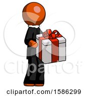 Orange Clergy Man Giving A Present