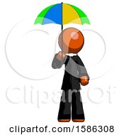 Poster, Art Print Of Orange Clergy Man Holding Umbrella Rainbow Colored
