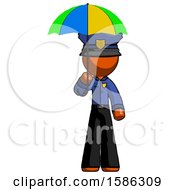 Poster, Art Print Of Orange Police Man Holding Umbrella Rainbow Colored