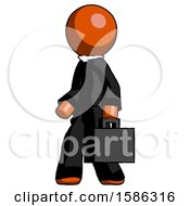 Orange Clergy Man Walking With Briefcase To The Left