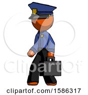 Poster, Art Print Of Orange Police Man Walking With Briefcase To The Left