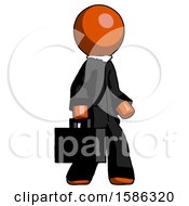 Poster, Art Print Of Orange Clergy Man Walking With Briefcase To The Right