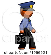 Poster, Art Print Of Orange Police Man Walking With Briefcase To The Right