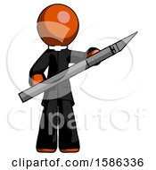 Poster, Art Print Of Orange Clergy Man Holding Large Scalpel