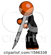 Poster, Art Print Of Orange Clergy Man Cutting With Large Scalpel