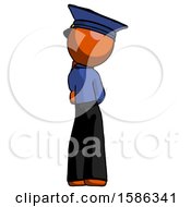Poster, Art Print Of Orange Police Man Thinking Wondering Or Pondering Rear View