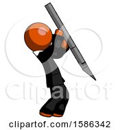 Poster, Art Print Of Orange Clergy Man Stabbing Or Cutting With Scalpel
