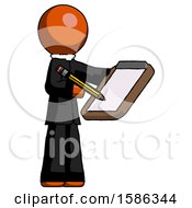 Poster, Art Print Of Orange Clergy Man Using Clipboard And Pencil