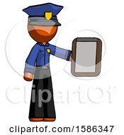 Orange Police Man Showing Clipboard To Viewer