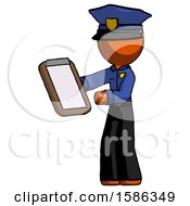 Orange Police Man Reviewing Stuff On Clipboard