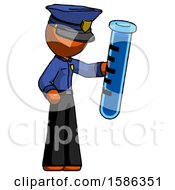 Orange Police Man Holding Large Test Tube
