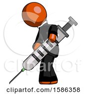 Orange Clergy Man Using Syringe Giving Injection