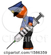 Poster, Art Print Of Orange Police Man Using Syringe Giving Injection