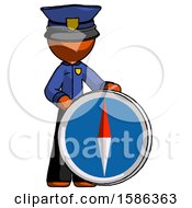 Poster, Art Print Of Orange Police Man Standing Beside Large Compass