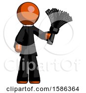 Poster, Art Print Of Orange Clergy Man Holding Feather Duster Facing Forward