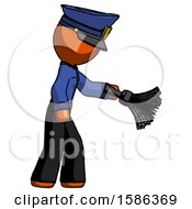 Poster, Art Print Of Orange Police Man Dusting With Feather Duster Downwards