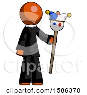 Orange Clergy Man Holding Jester Staff