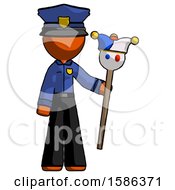 Orange Police Man Holding Jester Staff