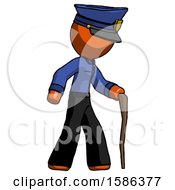 Poster, Art Print Of Orange Police Man Walking With Hiking Stick