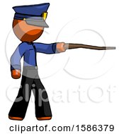 Poster, Art Print Of Orange Police Man Pointing With Hiking Stick