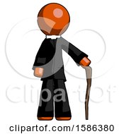 Poster, Art Print Of Orange Clergy Man Standing With Hiking Stick