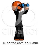 Poster, Art Print Of Orange Clergy Man Looking Through Binoculars To The Right