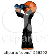 Poster, Art Print Of Orange Clergy Man Looking Through Binoculars To The Left