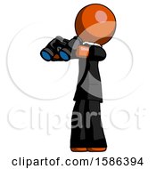 Poster, Art Print Of Orange Clergy Man Holding Binoculars Ready To Look Left