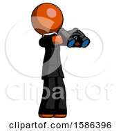 Poster, Art Print Of Orange Clergy Man Holding Binoculars Ready To Look Right
