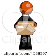 Orange Clergy Man Holding Box Sent Or Arriving In Mail