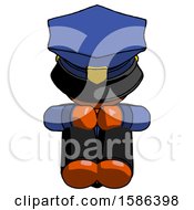 Poster, Art Print Of Orange Police Man Sitting With Head Down Facing Forward