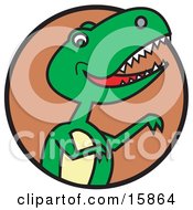 Green T Rex Dinosaur Baring Its Teeth