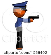 Poster, Art Print Of Orange Police Man Firing A Handgun