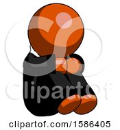 Poster, Art Print Of Orange Clergy Man Sitting With Head Down Facing Angle Right