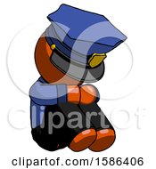 Poster, Art Print Of Orange Police Man Sitting With Head Down Facing Angle Right