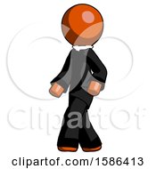 Poster, Art Print Of Orange Clergy Man Man Walking Turned Left Front View