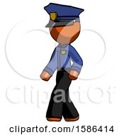 Poster, Art Print Of Orange Police Man Man Walking Turned Left Front View