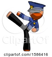 Poster, Art Print Of Orange Police Man Ninja Kick Left