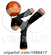 Poster, Art Print Of Orange Clergy Man Ninja Kick Right